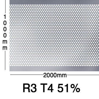 Reikälevy RST (AISI304) 0.8x1000x2000mm R3 T4 51%