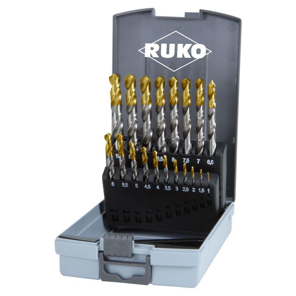Työkalut RUKO kierukkaporasarja 19-os 1-10mm HSS TIN kärki