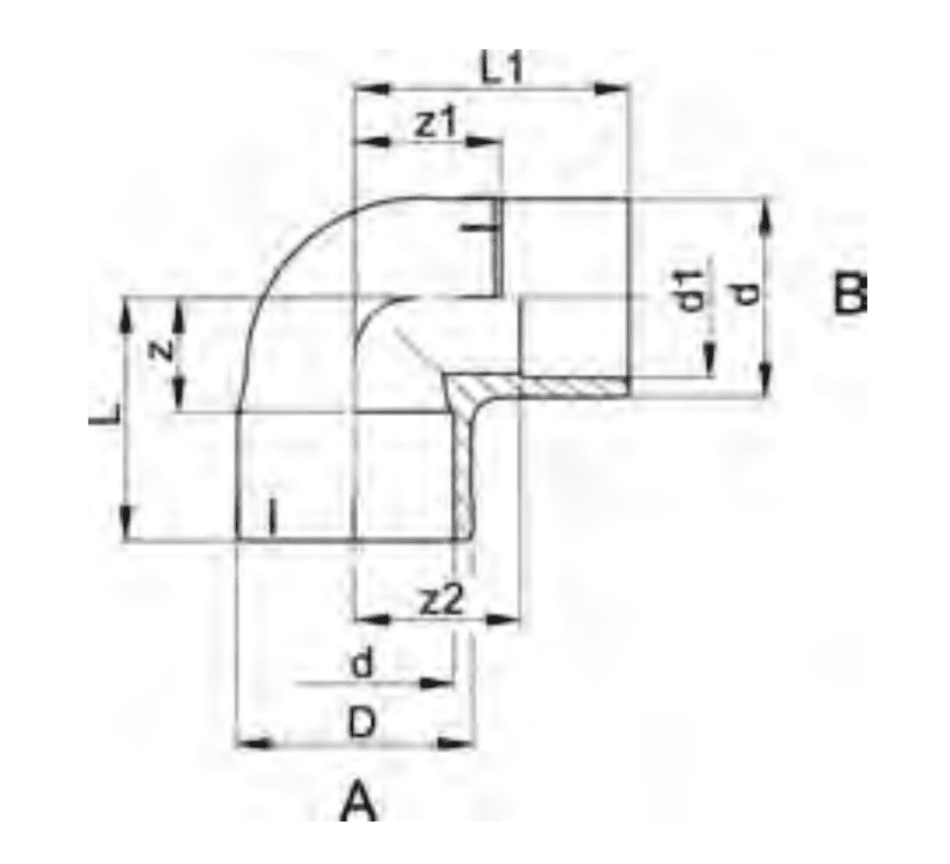 Putkenosat Kulma 90° PRO-FIT PVC-U 32x25mm