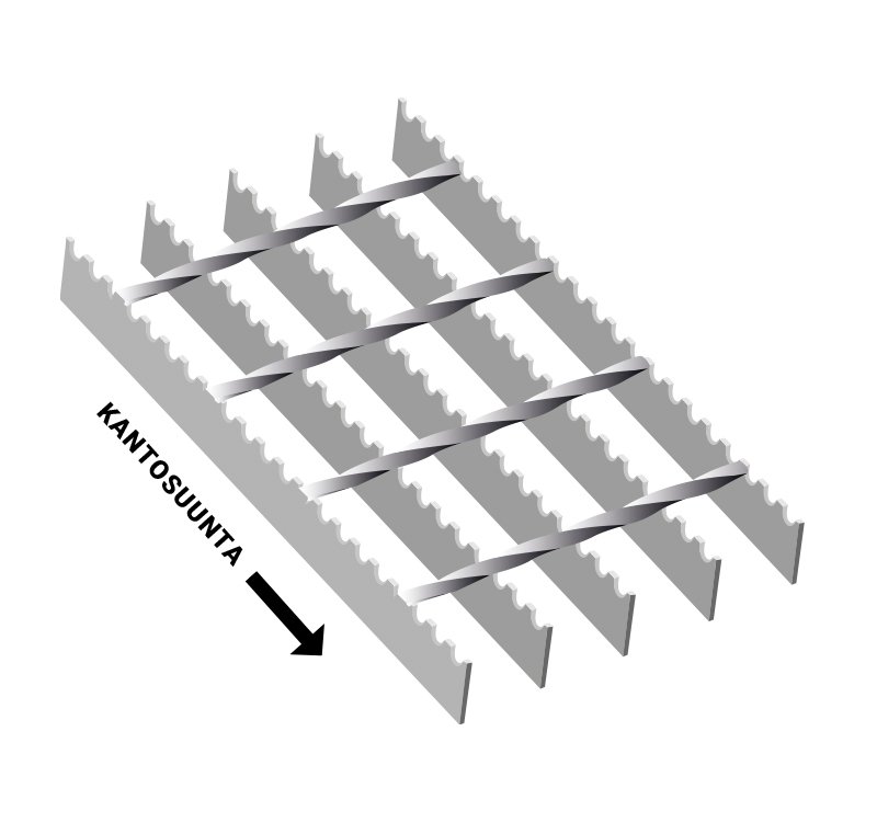 Ritilämatot ja tasoritilät Hoitotasoritilä kuumasinkitty SP Hammastettu S5 34x76 30x3 6100x1000mm