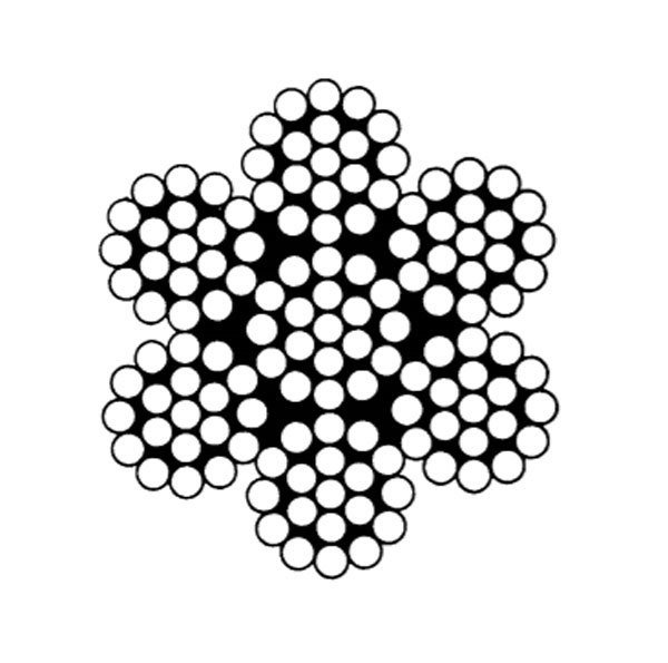 Teräs ja kuituköydet Teräsköysi HST 7mm - 6x19 1570N/mm2