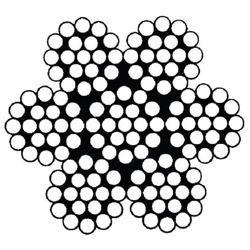 Teräs ja kuituköydet Teräsköysi Teräs 7mm – 6x19IWRC 1960N/mm2 dry