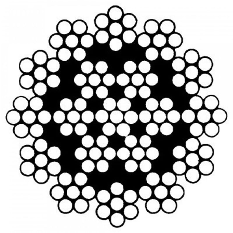 Teräs ja kuituköydet Teräsköysi Teräs 4mm - 19x7IWRC 1960N/mm2 RHOL