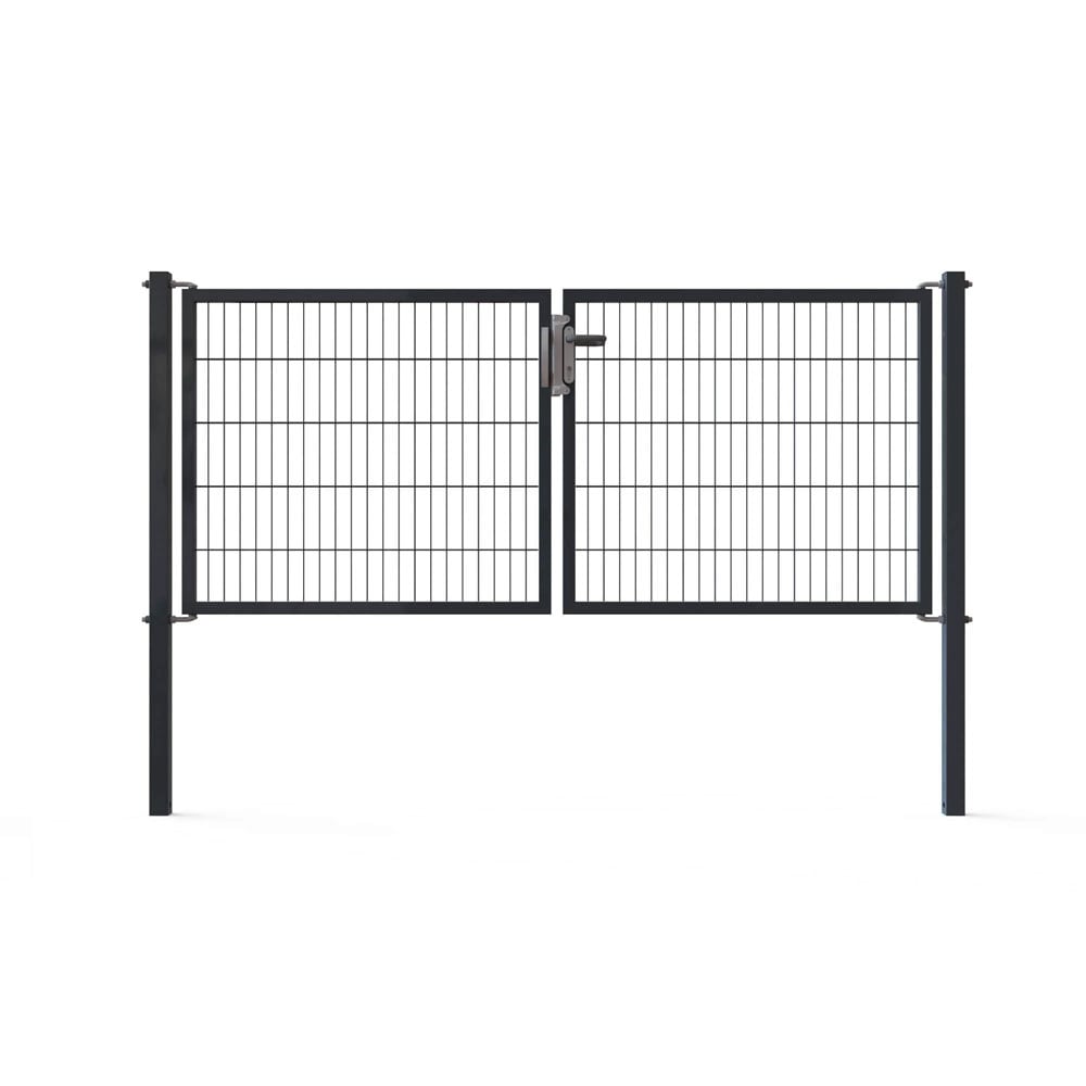 Kolmilanka-aita portit Ajoportti Gardia 2-lehtinen 1400x4000mm Antrasiitinharmaa RAL 7016