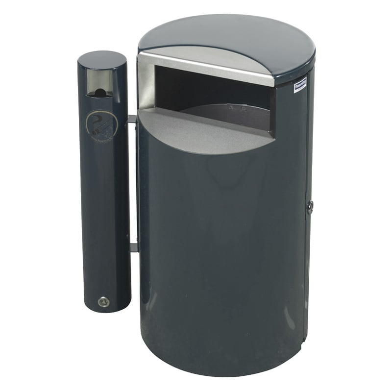 Roskakorit ja hiekka-astiat Roskakori tuhkaputkella Teräs Harmaa 30 litraa