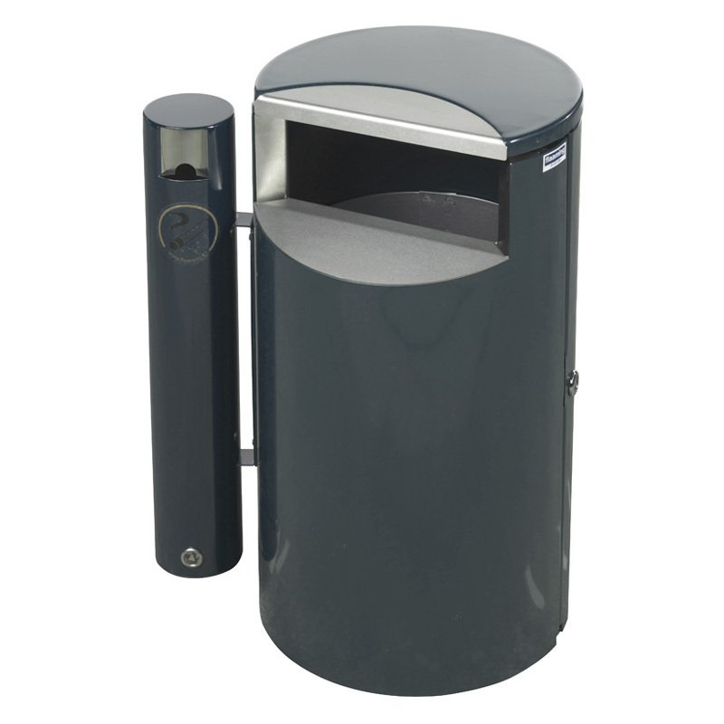 Roskakorit ja hiekka-astiat Roskakori tuhkaputkella Teräs Harmaa 100 litraa