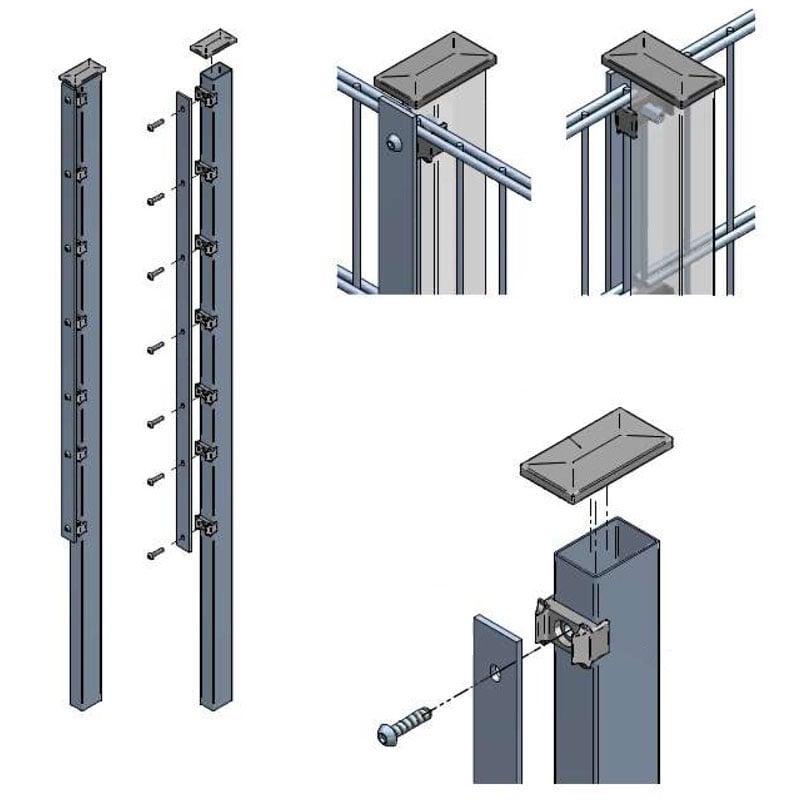 Kolmilanka-aita irto-osat Kolmilankaverkko-aita Tolppa Antrasiitinharmaa 1800mm