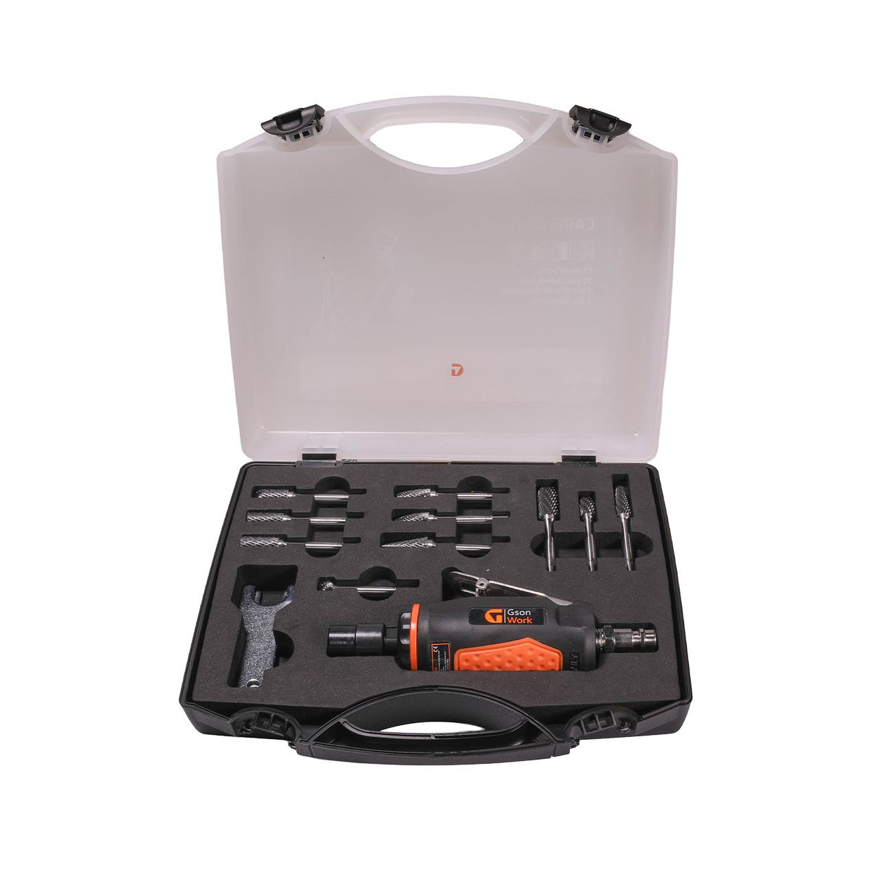 Työkalut Paineilmakäyttöinen monitoimityökalu + 13-osainen kovametalliviila sarja